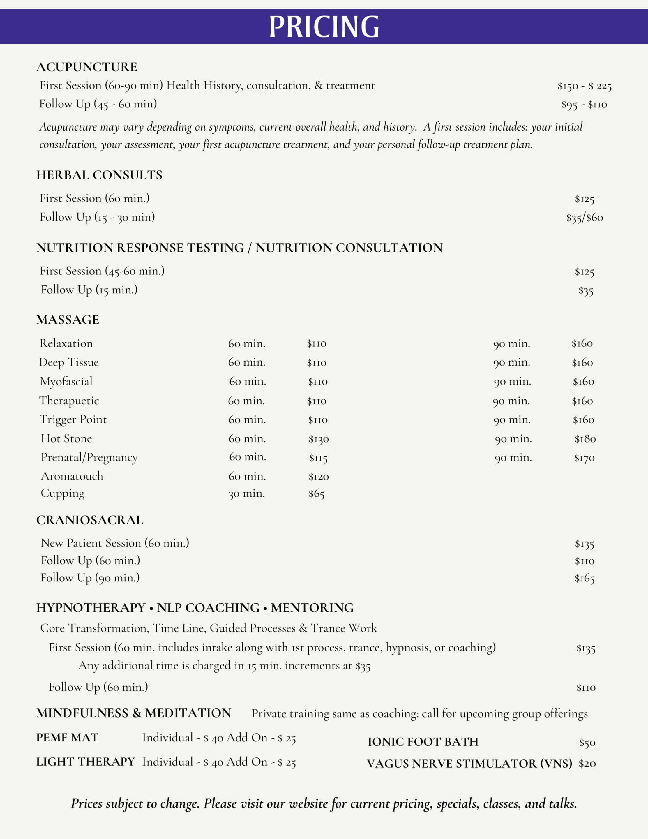 Synergy Price List 202509